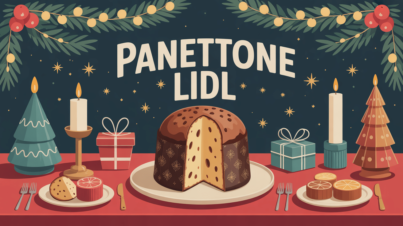 panettone lidl avis sur une table de Noël décorée