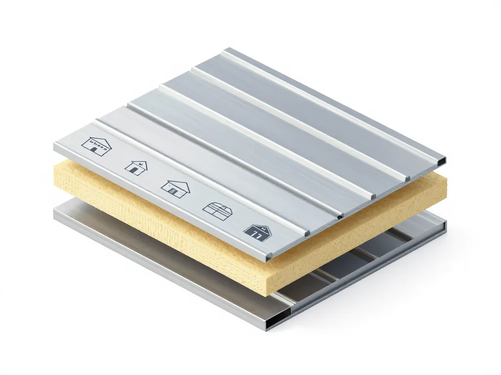 Schéma composition panneau sandwich toiture et usages