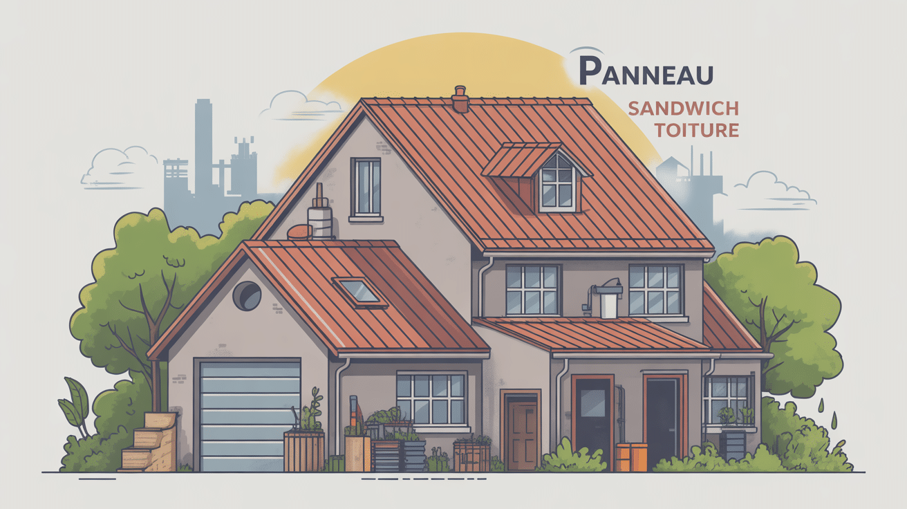 Illustration panneau sandwich toiture sur différents bâtiments