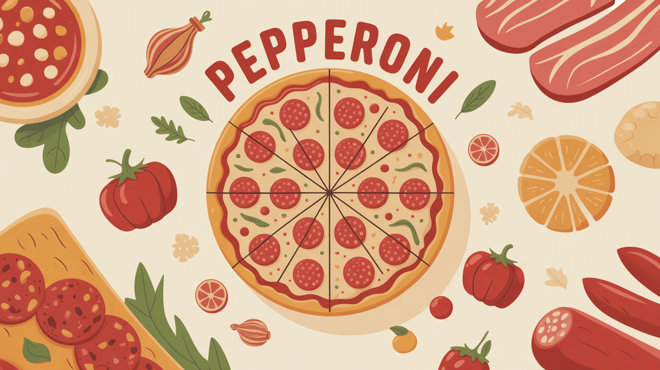 illustration pizza pepperoni avec ingrédients et alternatives