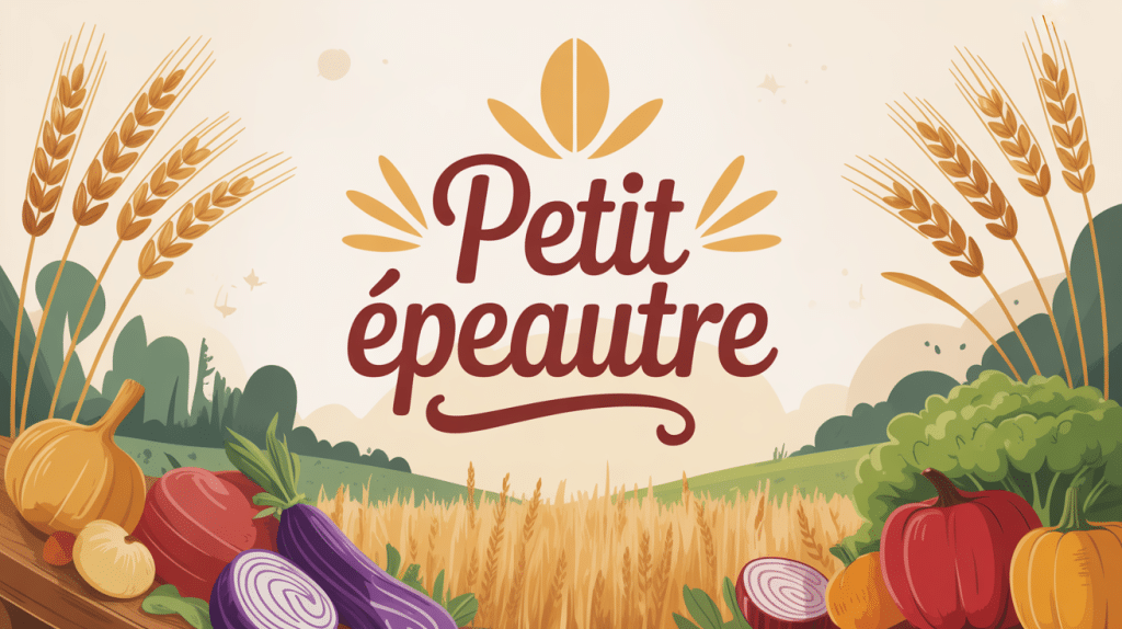 Illustration de grains de petit épeautre et champ naturel