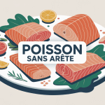 Illustration filets de poisson sans arête sur assiette ambiance familiale