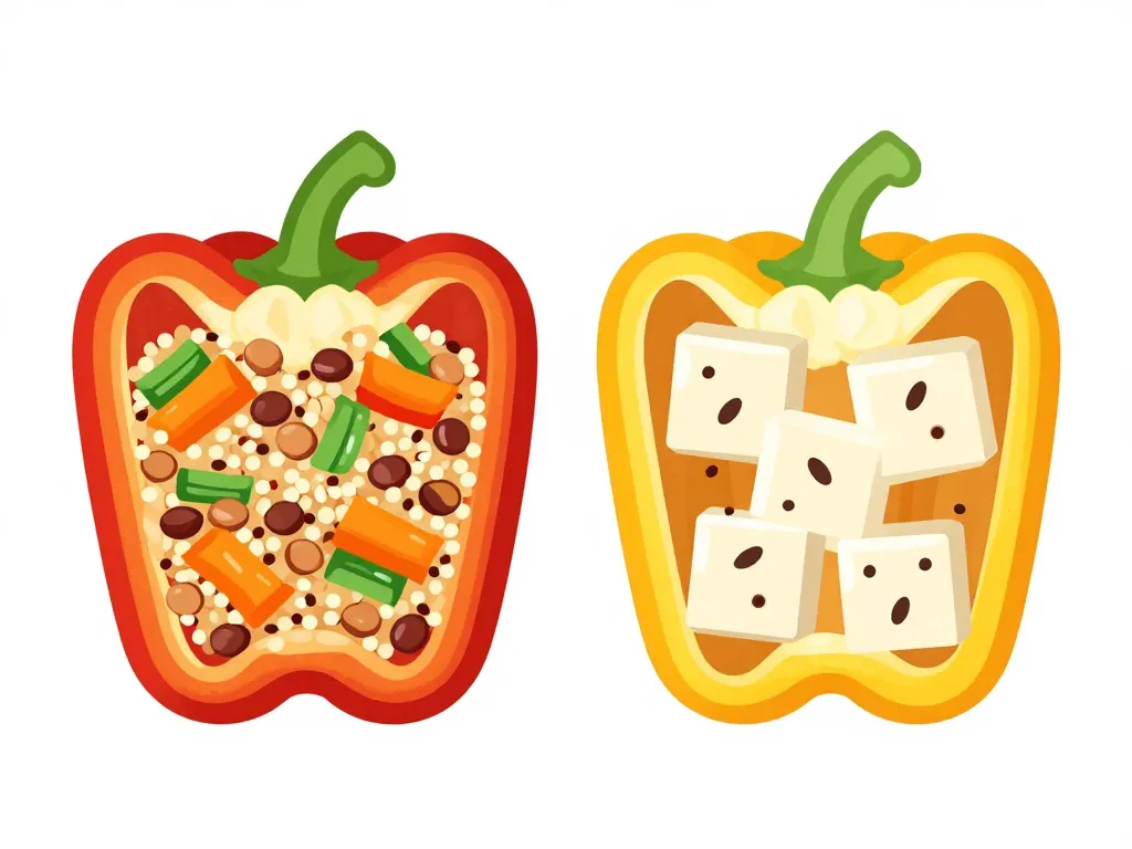 idées variantes poivrons farci vegetarien quinoa tofu lentilles