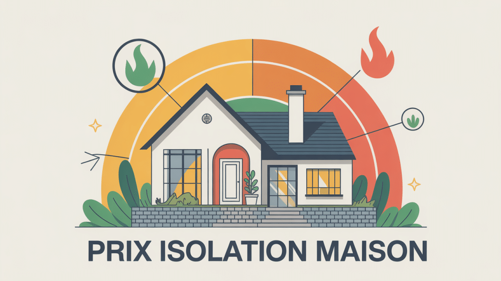 illustration prix pour isoler une maison, maison stylisée et couches d’isolation