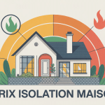 illustration prix pour isoler une maison, maison stylisée et couches d’isolation