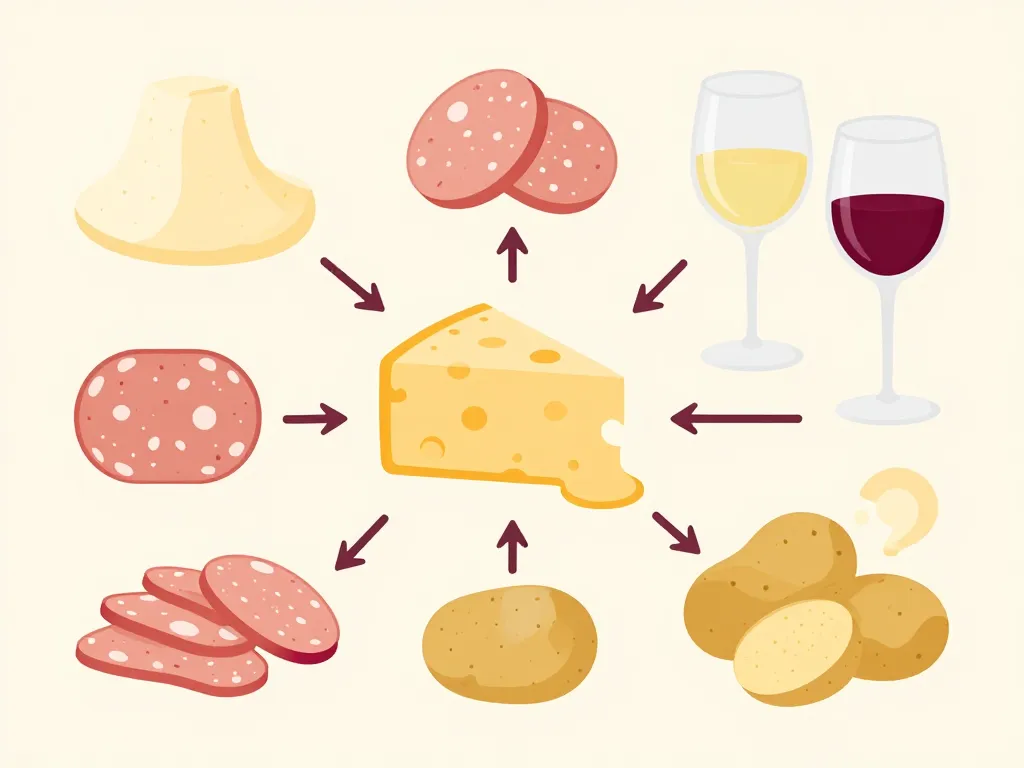 diagramme accord raclette vin blanc et rouge