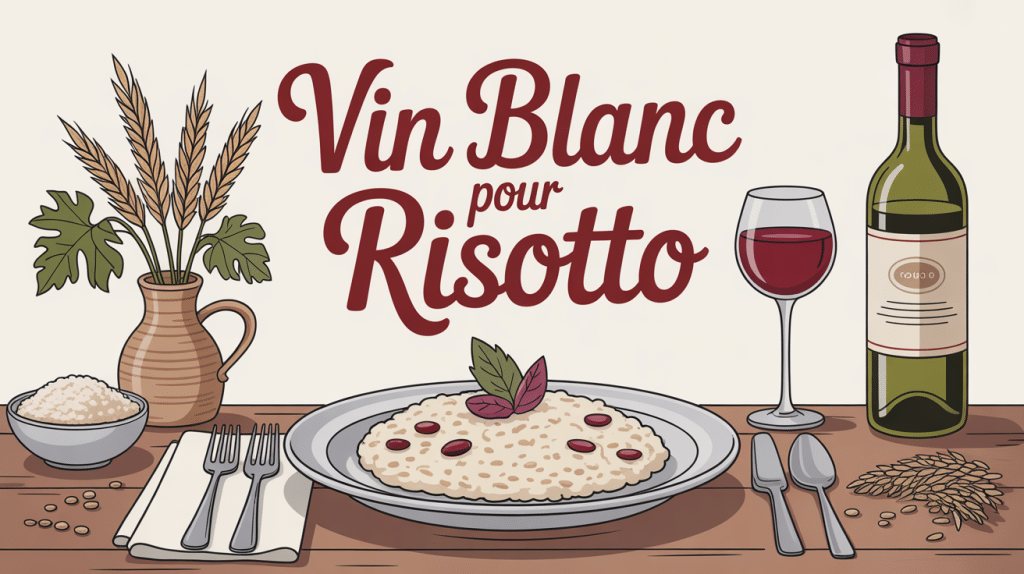 quel vin blanc pour risotto, table italienne, risotto crémeux et bouteille de vin blanc