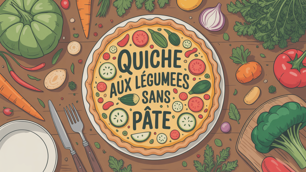 quiche aux legume sans pate vue du dessus avec legumes variés