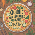 quiche aux legume sans pate vue du dessus avec legumes variés