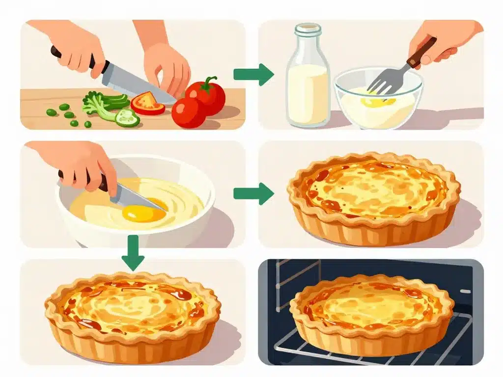 preparation quiche aux legume sans pate étapes clés