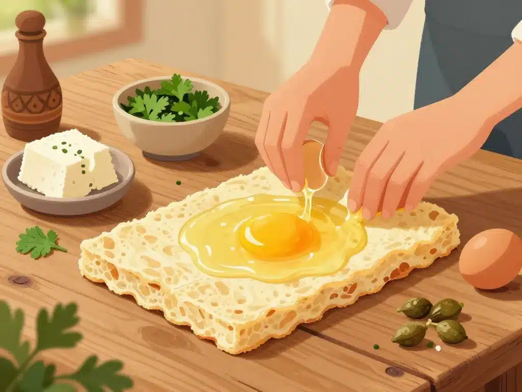 recette brick à l'oeuf tunisienne ingrédients sur table rustique