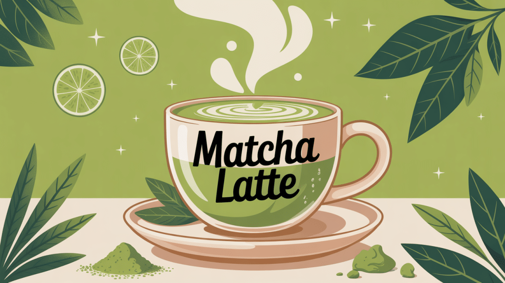 illustration recette matcha latte bien-être