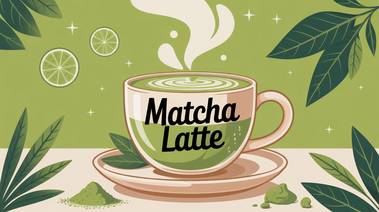 illustration recette matcha latte bien-être
