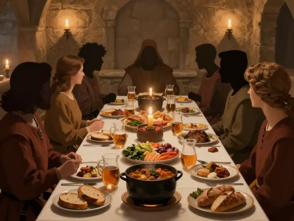 recette medieval table banquet ambiance conviviale