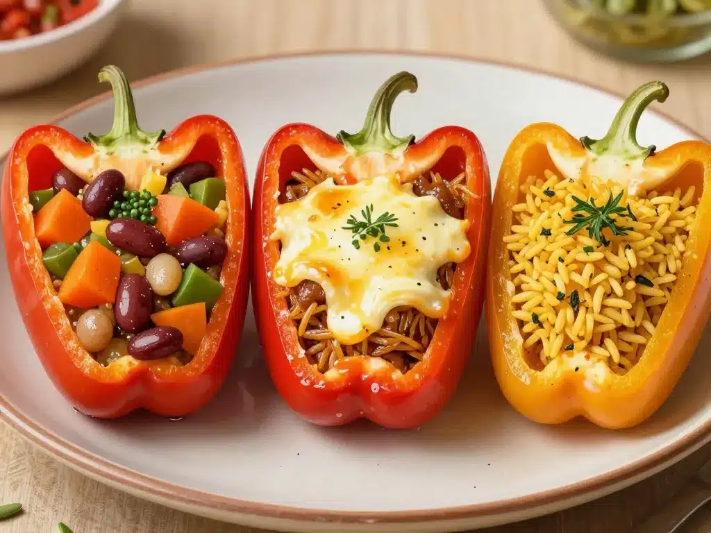 recette poivrons farcis avec légumes riz et fromage