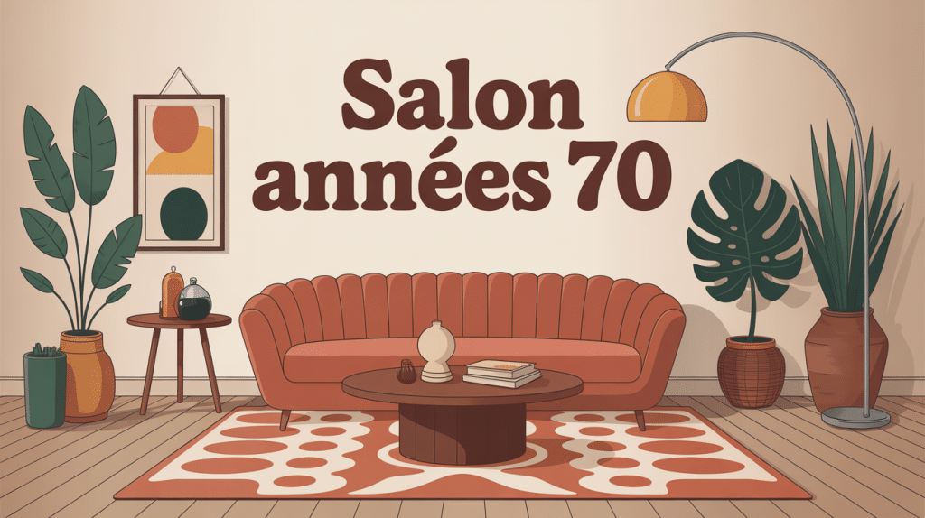 Salon année 70 rétro chaleureux et accueillant