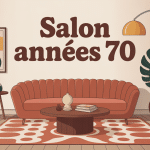 Salon année 70 rétro chaleureux et accueillant