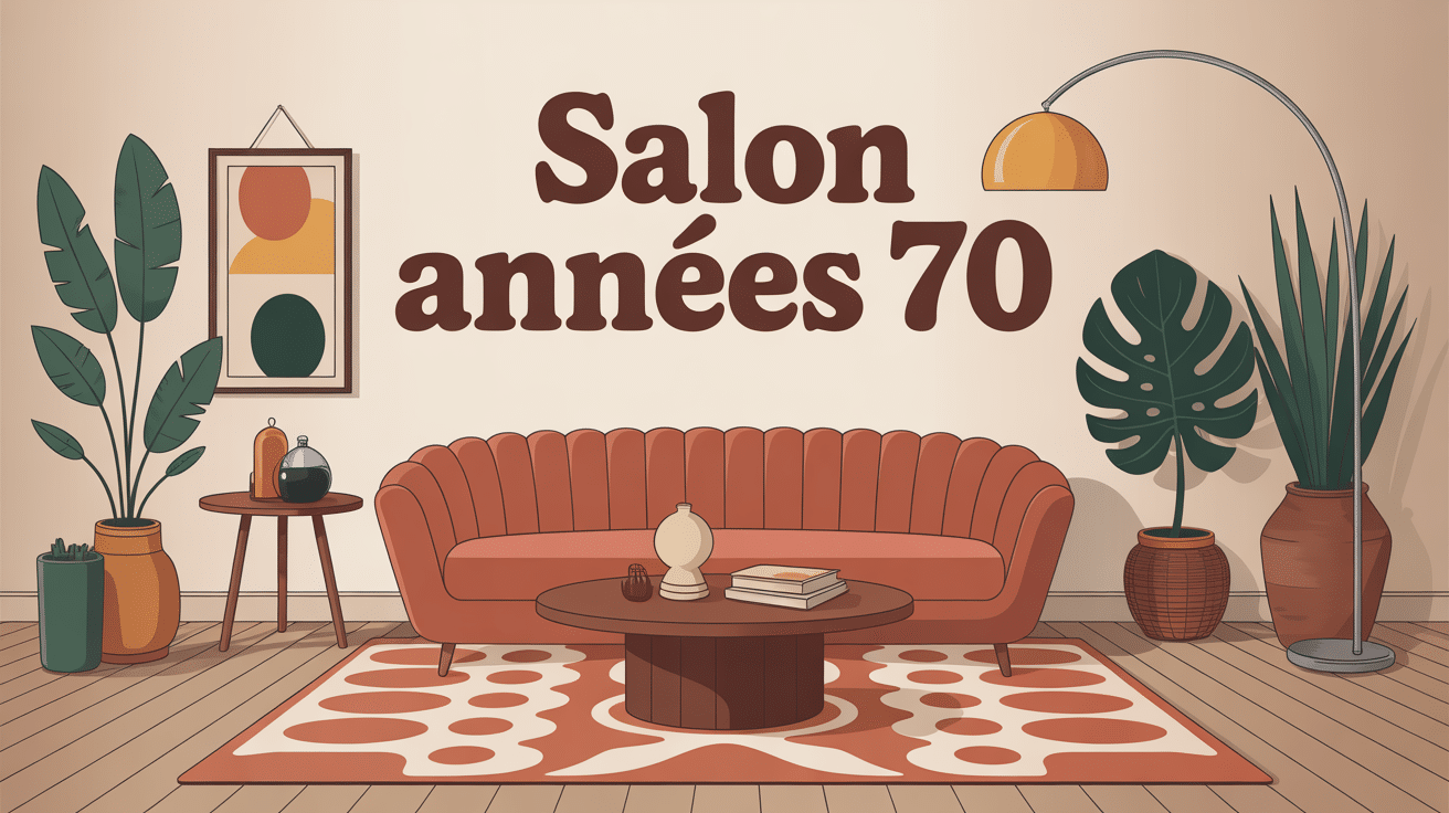 Salon année 70 rétro chaleureux et accueillant