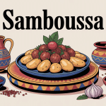 Plat de samboussa dorés sur plateau africain