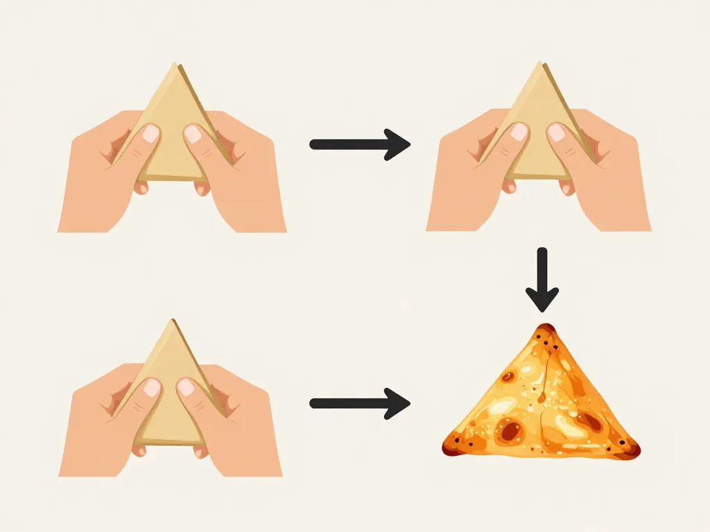 Étapes pliage et cuisson samboussa croustillant