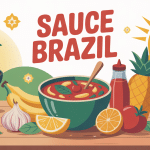 Bol de sauce brazil entouré d’ingrédients typiques
