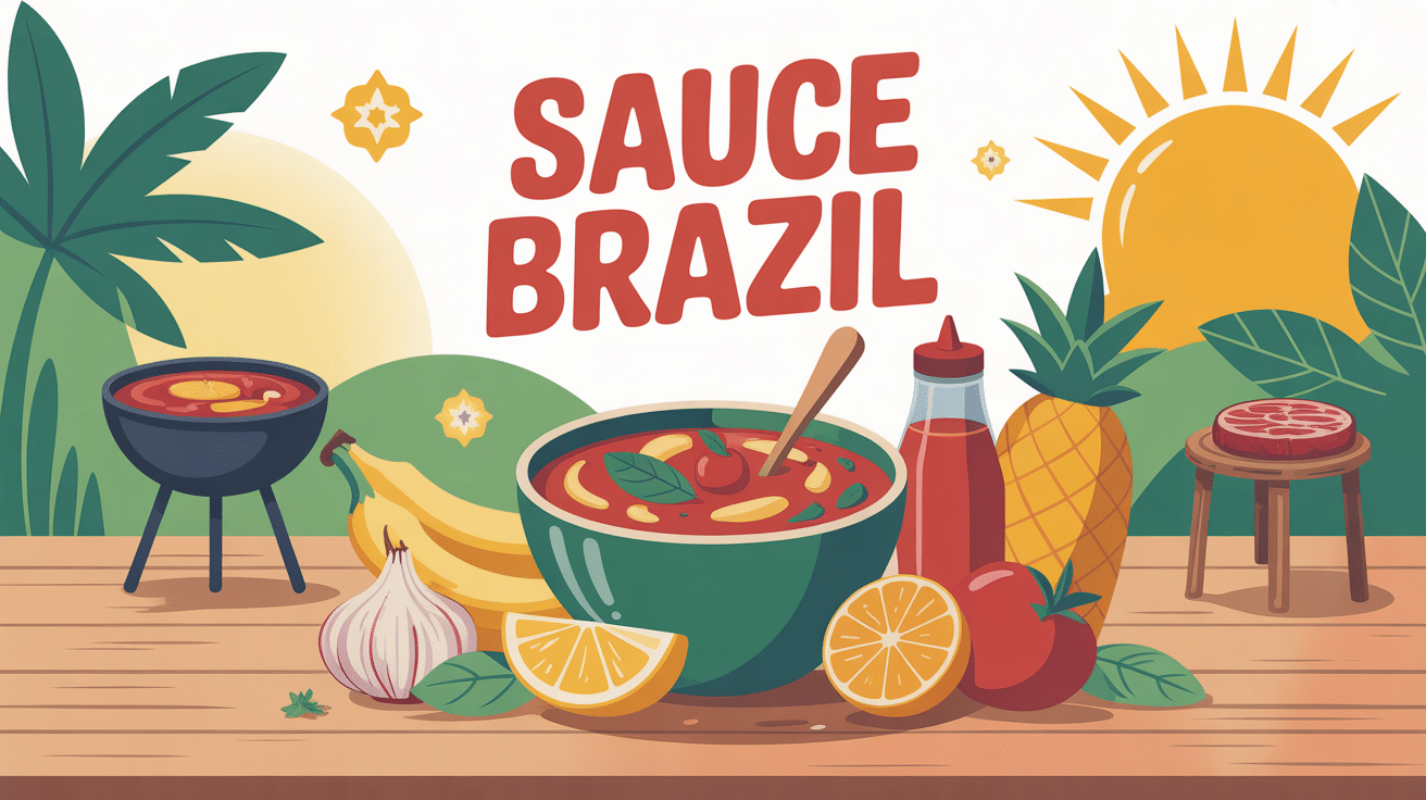 Bol de sauce brazil entouré d’ingrédients typiques
