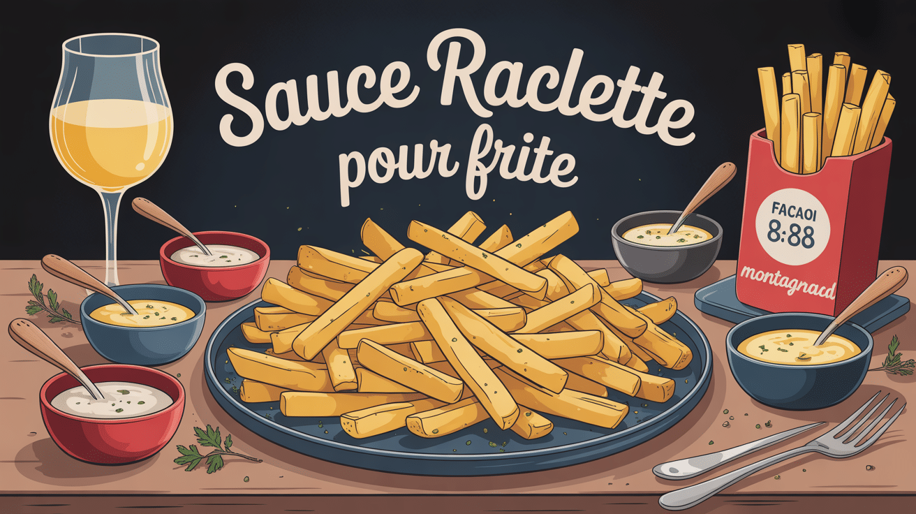 illustration gourmande sauce raclette pour frite apéro