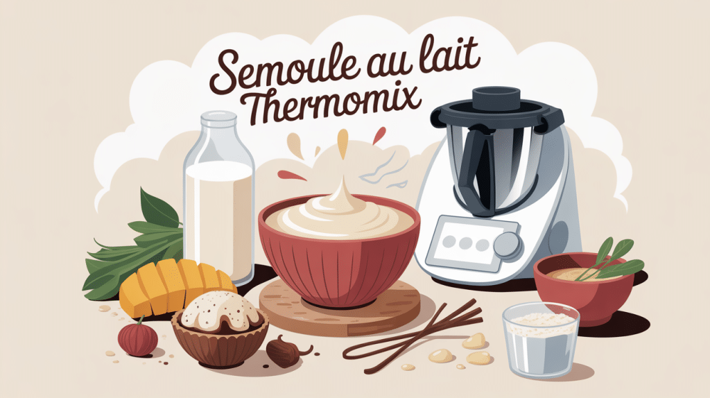 semoule au lait Thermomix bol robot et ingrédients