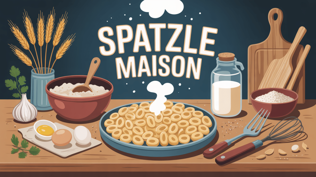 spatzle maison fait main sur table de cuisine