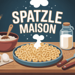 spatzle maison fait main sur table de cuisine