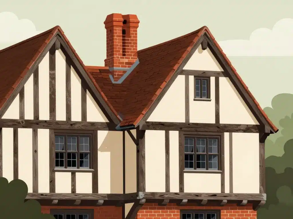 architecture style tudor avec colombages et toits pentus