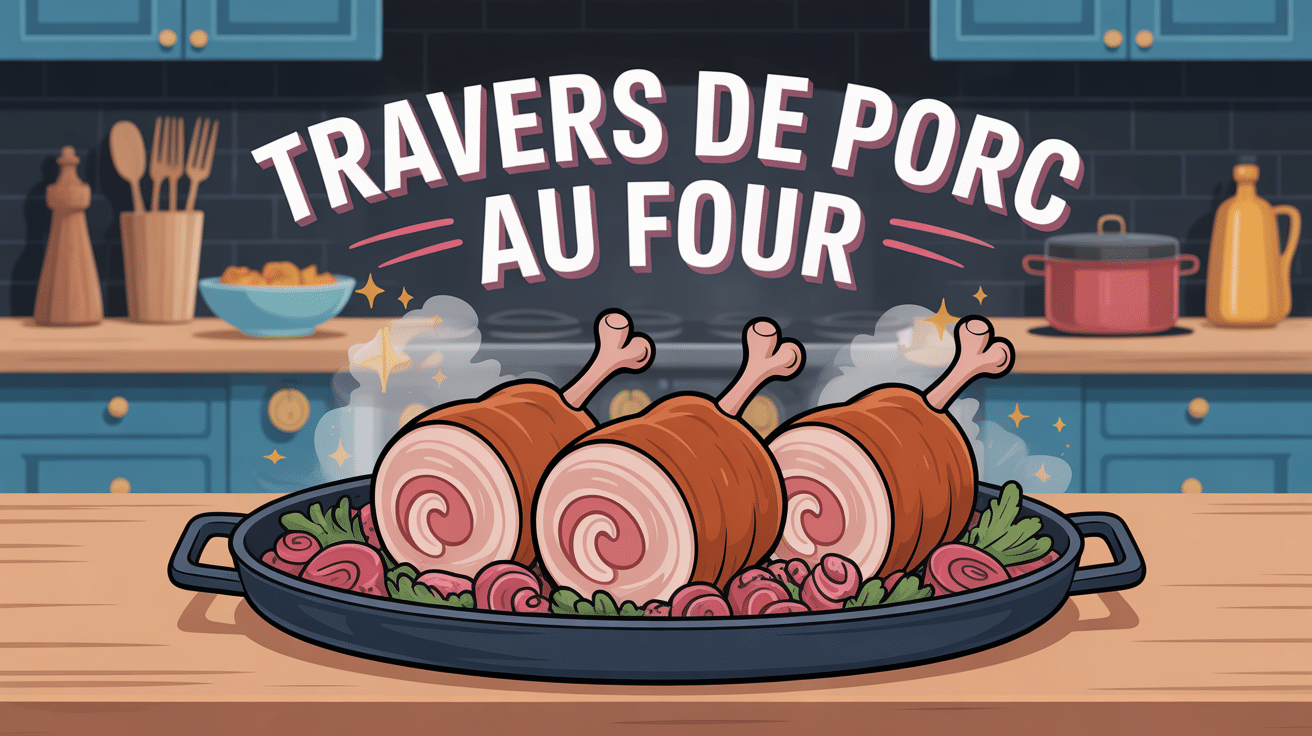travers de porc au four caramélisés dans un plat