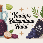 Illustration bouteille vinaigre balsamique halal stylisée