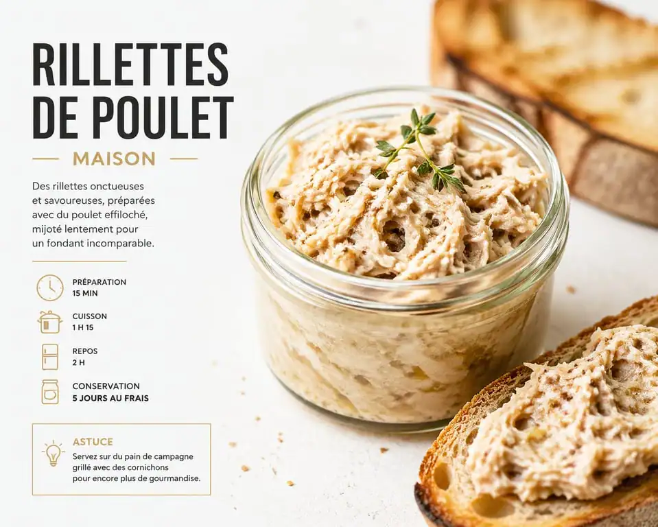 Rillettes de poulet maison pour femme enceinte, recette sécurisée