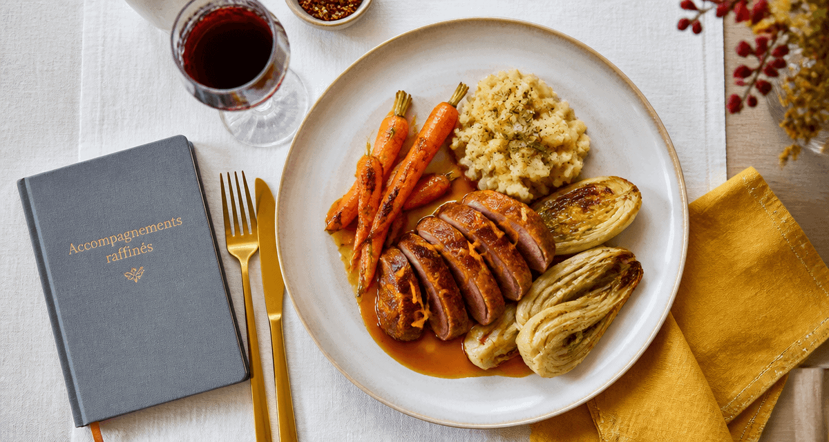 accompagnement canard à l'orange sur assiette élégante
