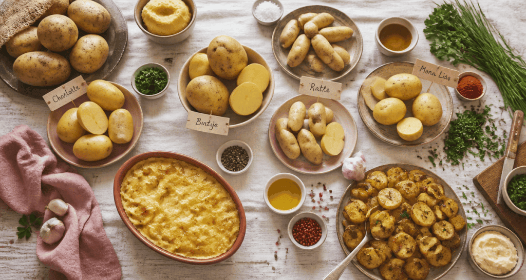 accompagnement de pommes de terre sur table rustique