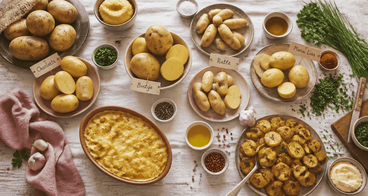 accompagnement de pommes de terre sur table rustique