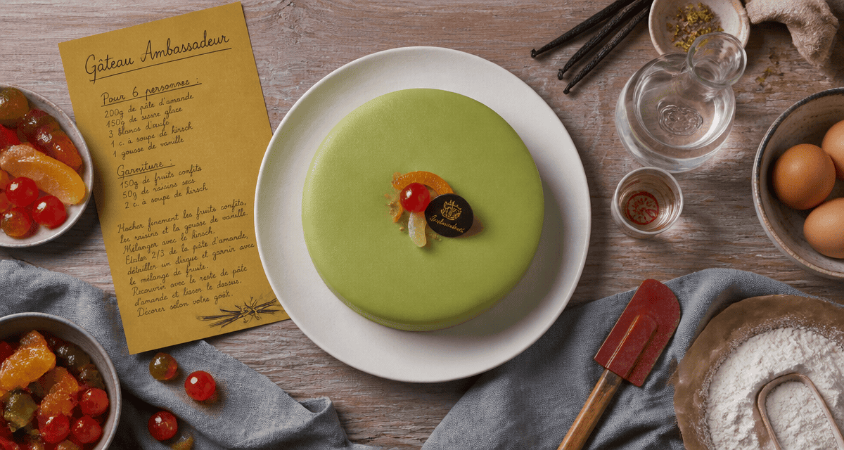 ambassadeur gateau avec pâte d’amande et fruits confits
