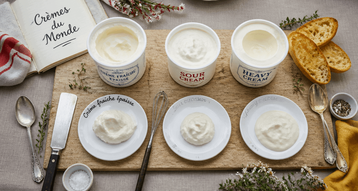 cream creme fraiche sour cream pots planche