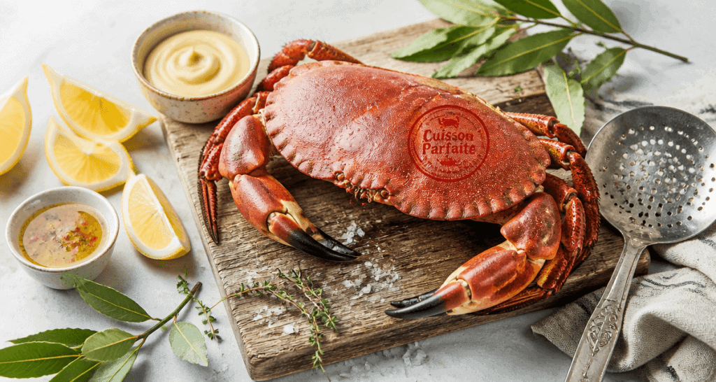 cuisson des crabes sur planche avec citron et herbes