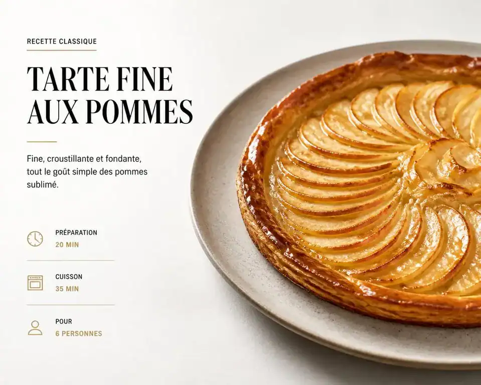 Tarte fine aux pommes et caramel au beurre salé réalisée avec de la pâte feuilletée