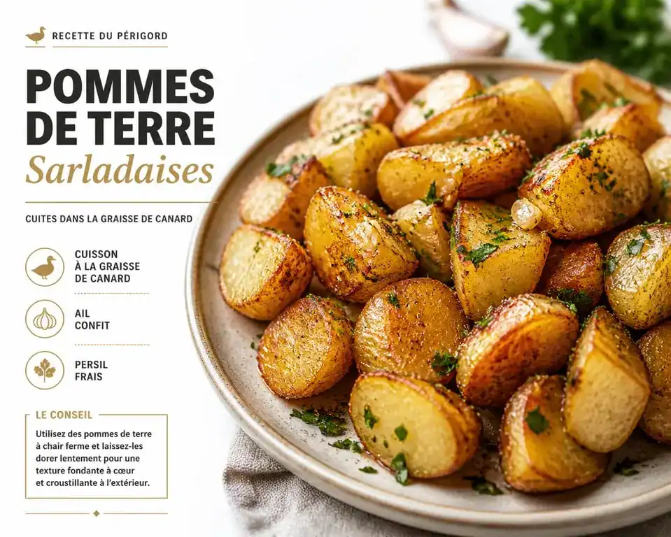 Assiette de pommes de terre Sarladaises croustillantes en accompagnement