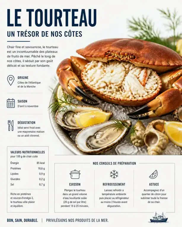 Tourteau cuit prêt à déguster pour une recette de cuisson des crabes