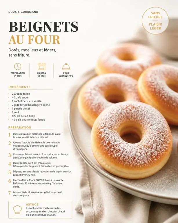 Recette des beignets au four dorés et moelleux