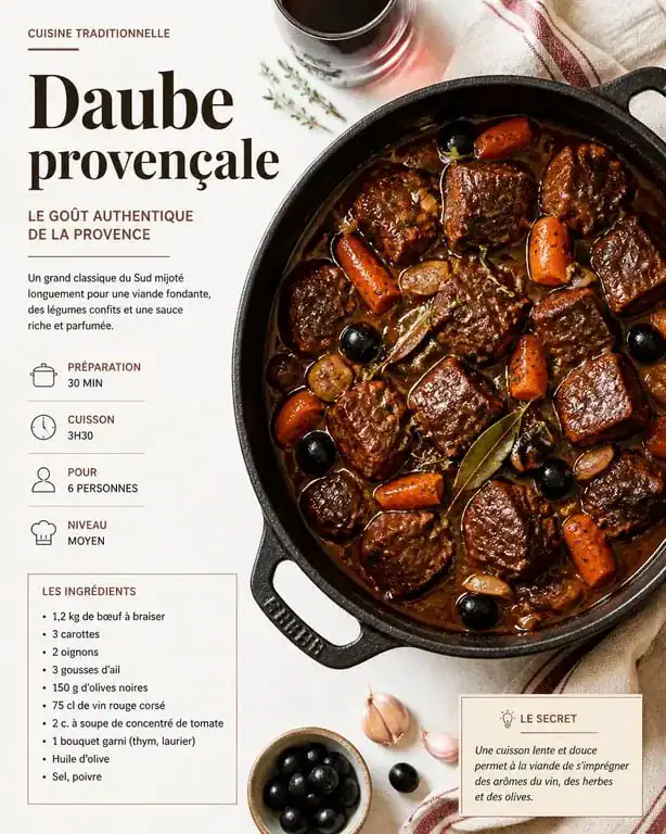 Daube provençale traditionnelle du restaurant Les Ombrages
