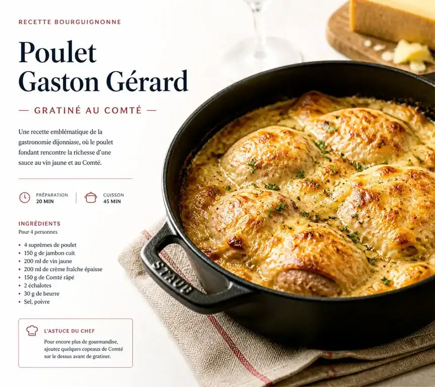 Poulet Gaston Gérard façon Cyril Lignac gratiné au comté dans une cocotte