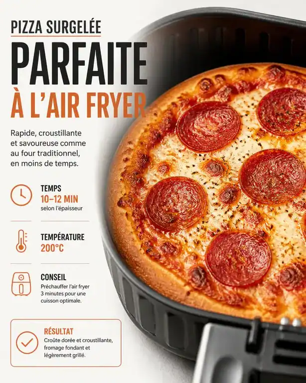 Pizza surgelée cuite à la perfection dans un air fryer