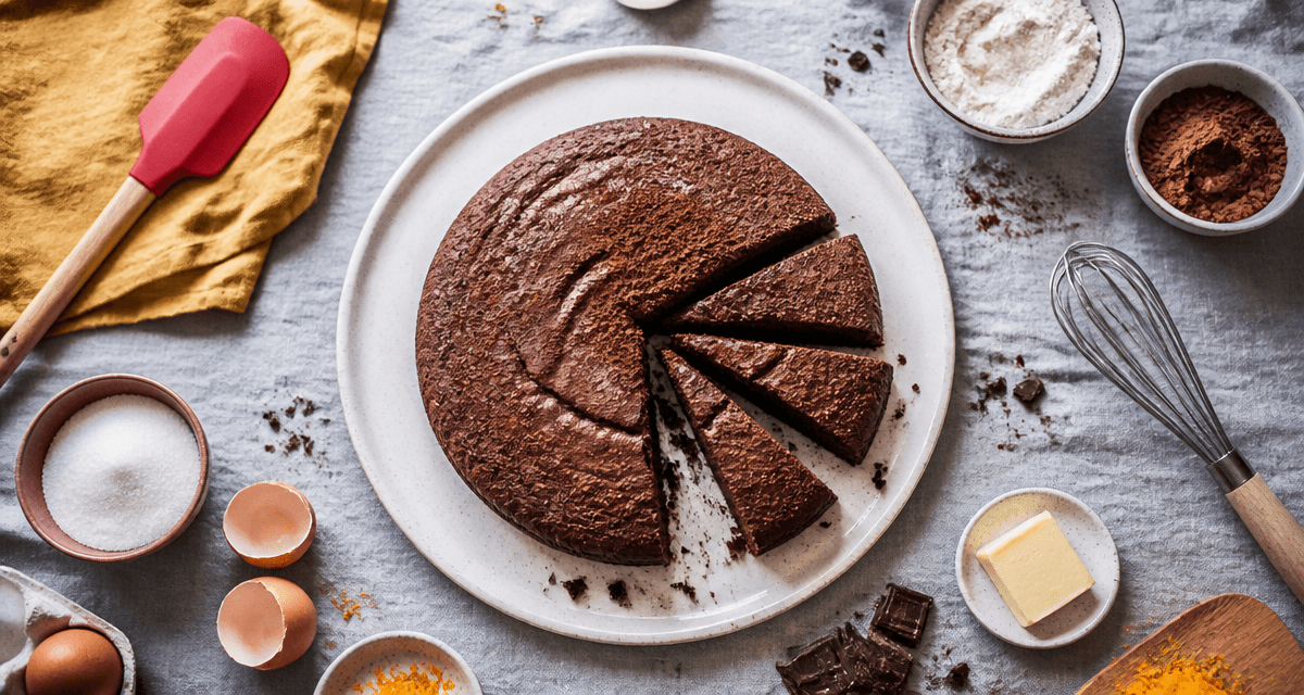 gateau cacao moelleux tranché sur assiette