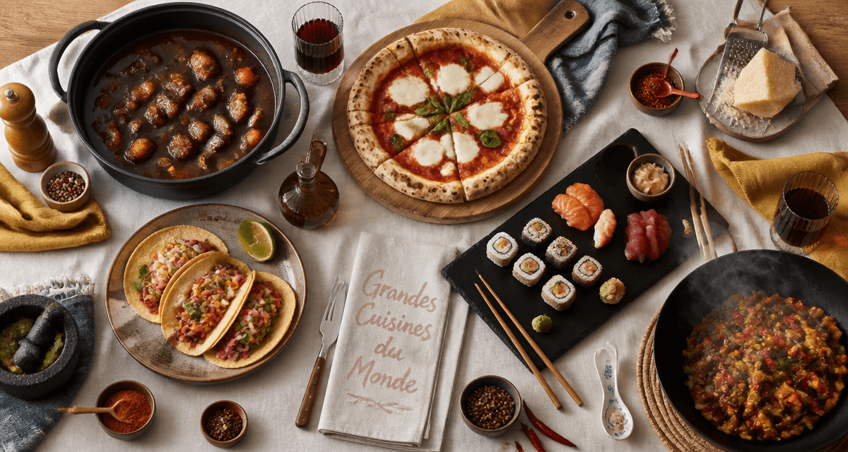 Les 5 grandes cuisines du monde plats sur table