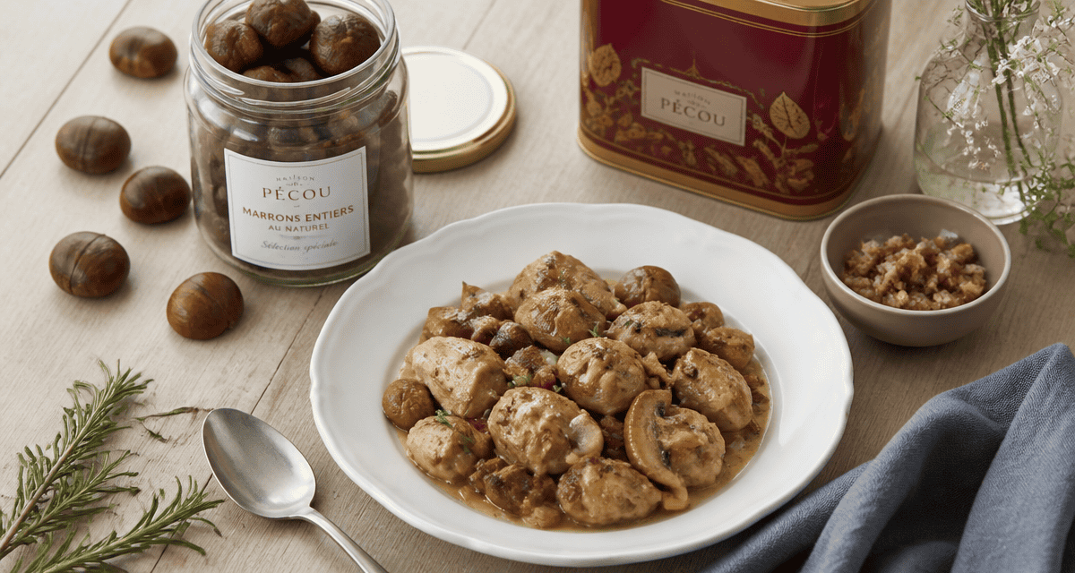 marron en conserve et plat dinde aux marrons